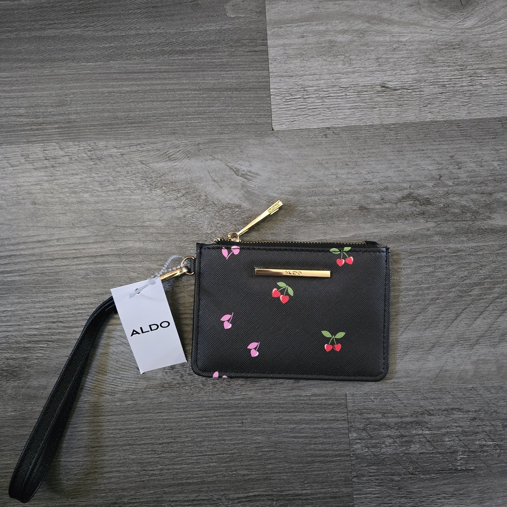 Aldo Black Wristlet with Cherry Print